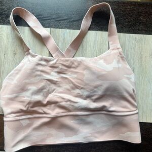 Athleta Warrior Longline Printed Bra pink Camo